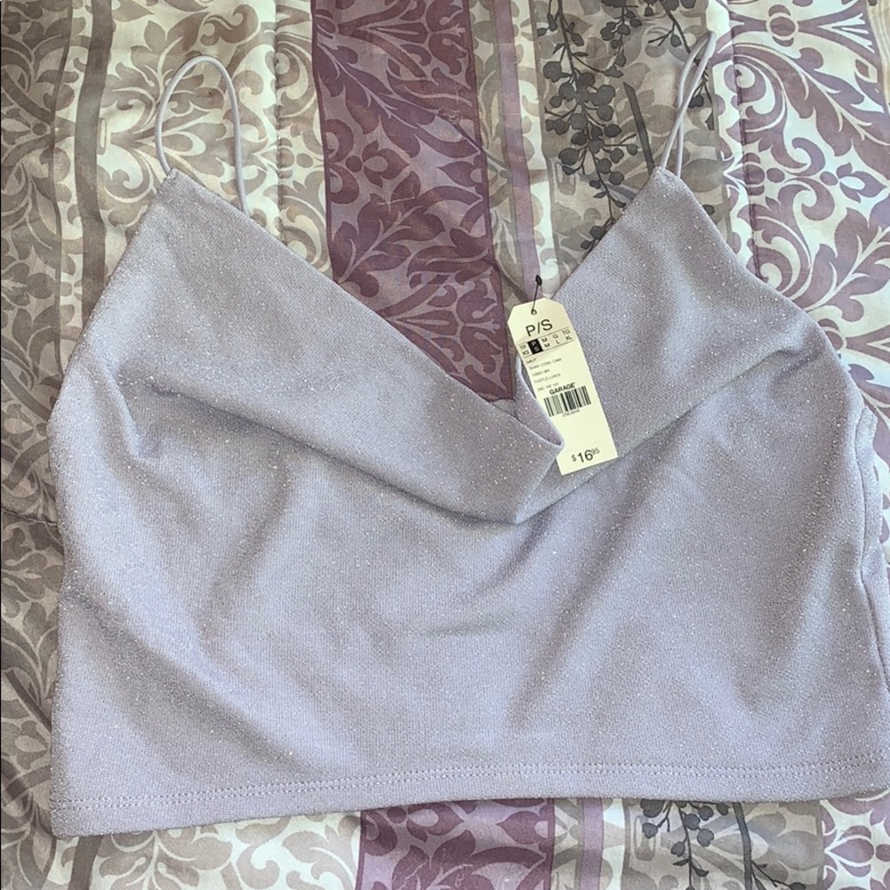 Garage cowl neck crop top